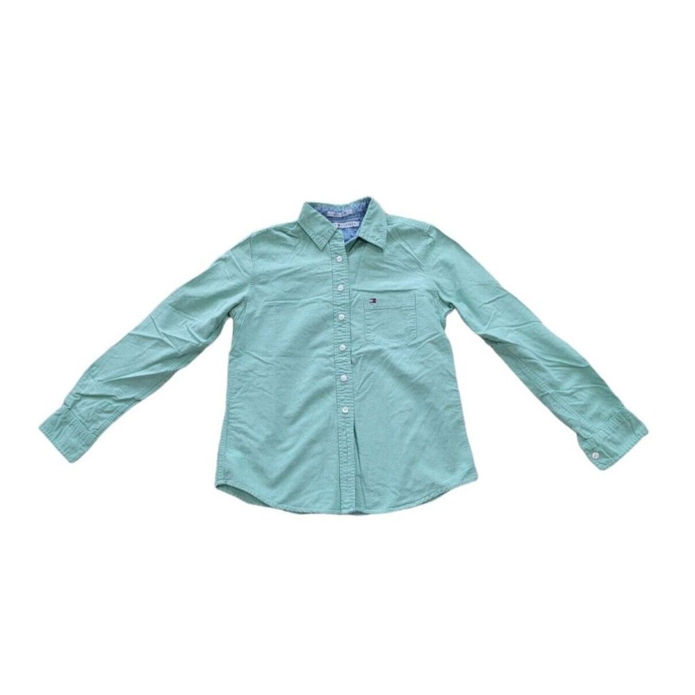 Tommy Hilfiger Vintage Kids Size 4 Green Button Down Long Sleeve Shirt